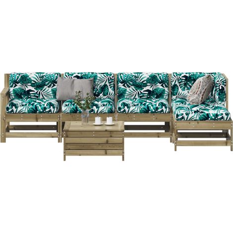 6-tlg. Garten-Lounge-Set mit Kissen Imprägniertes Kiefernholz