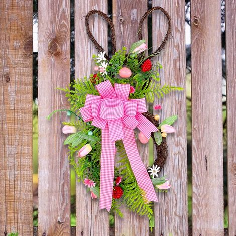 Guirlande De Pâques - 57 Cm - Œufs En Faux Bois Et Fleurs Artificielles - Décoration Porte Mur Et Cheminée - 1 Pièce (1/5)