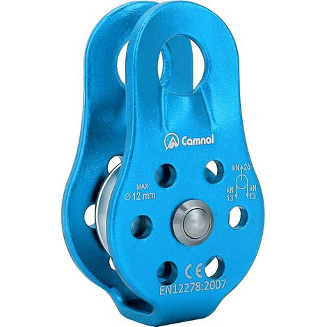Poulie pivotante simple robuste en alliage d'aluminium 26 kN pour câble de 12 mm (bleue) (1/5)