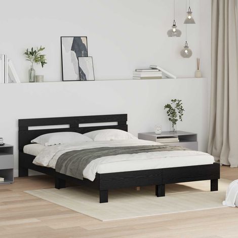 vidaXL Struttura del letto Rovere Nero 160 x 200 cm Legno multistrato