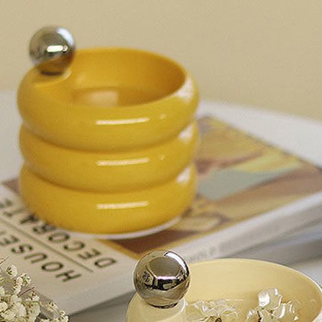 Boîte à bijoux rotative bicolore pour boucles d'oreilles, colliers, coiffeuse, boîte de rangement multifonctionnelle en mélamine pour petits objets, plusieurs niveaux, haut de gamme, jaune mignon (1/5)
