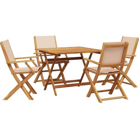 Maison Exclusive - 5-tlg. Garten-Essgruppe Stoff und Massivholz B