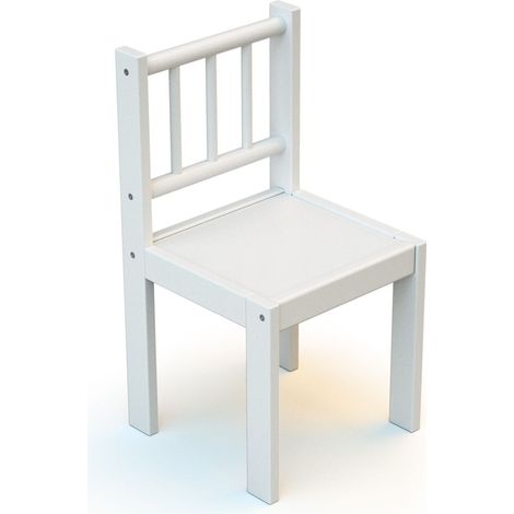 WEBABY - Chaise enfant en bois Blanc (1/3)