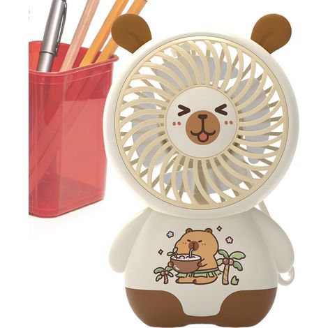 Ventilateur Personnel Appareil de refroidissement mignon et léger Ventilateur portatif rechargeable Pour Adultes Été Extérieur Voyage Voiture Plage Bureau Travail Trajet (1/5)