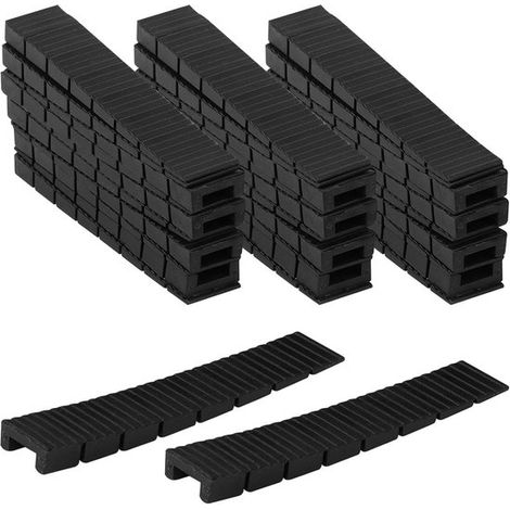 Cales de réglage pour meubles 30 pièces – Cales antidérapantes pour mise à niveau sous meubles – Protègent les sols contre les rayures – 9,7 x 2 cm – Noir (1/5)