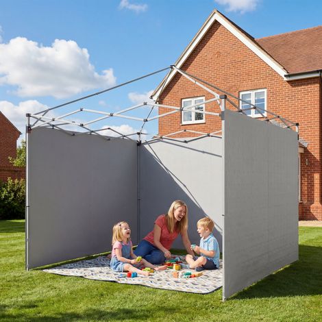 Set di 3 pannelli laterali con cerniera per gazebo 3 x 3 m, grigio chiaro