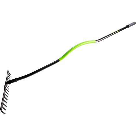 KOTARBAU® Rateau à Feuilles - Rateau Gazon - Métal - 42 cm - Noir - 16 Dents - Robuste - Rateau de Jardin - avec Manche Métallique 144 cm - Balai a Gazon - Résistant Intempéries (1/5)