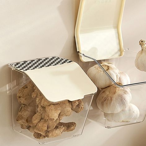 Wandmontierter Knoblauchbehälter, stilvoller, transparenter Knoblauchbehälter für die Küche, 3 Stück. (1/5)