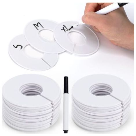 40 Pièces Séparateurs Ronds de Taille de Vêtements pour Penderie Bébé,Diviseurs de Cintres pour Classification de Placard,avec Marqueur (Blanc) (1/5)