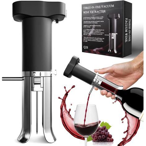 Electric Wine Aerator, 3-in-1 Wine Dispenser, Integrated Pourer and Carafe, Wine Preservation System, Keeps Wine Fresh for 10+ Days, Gift for Wine Lovers (Black Silver) (1/5)