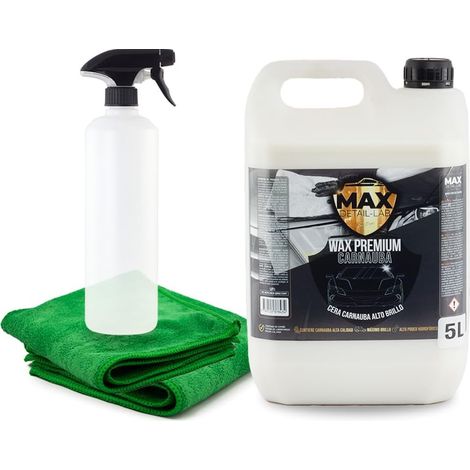 Wax Premium - Cire Liquide Carnauba Voiture Format 5L Lustrage Carrosserie, Haut Shine Auto, Protection Hydrophobe Ceramique, Nettoyage Sans Eau, Kit Detailing Professionnel Auto Moto (1/5)