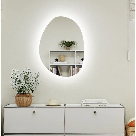 Specchio bagno LED 80x5x60 cm in vetro temperato argentato antiappannamento – MEUBLIV (1/5)