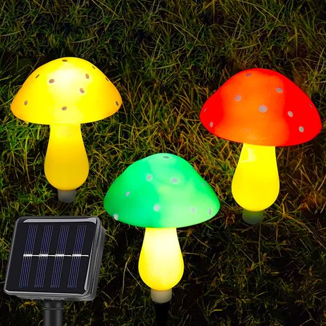 Lampes solaires champignon étanches avec 8 modes d'éclairage, 3 pièces (blanc) (1/5)