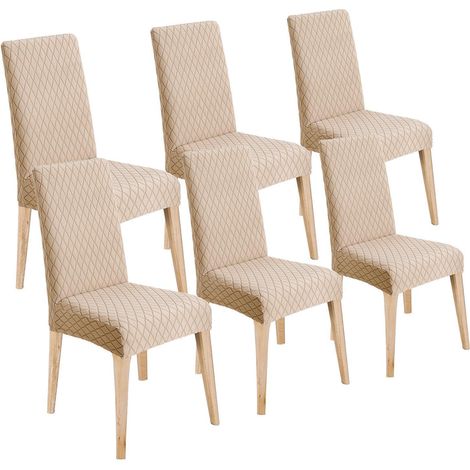 Stuhlhussen 6er Set, Universal Esszimmerstuhlbezug, abnehmbar, waschbar, Khaki (1/5)