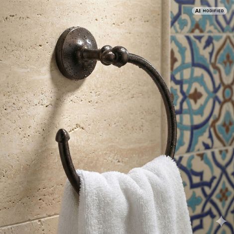 Anneau porte-serviette PaulGurkes Nostalgie Noir Cuivre Style Rétro Accessoires de Salle de Bain (1/3)