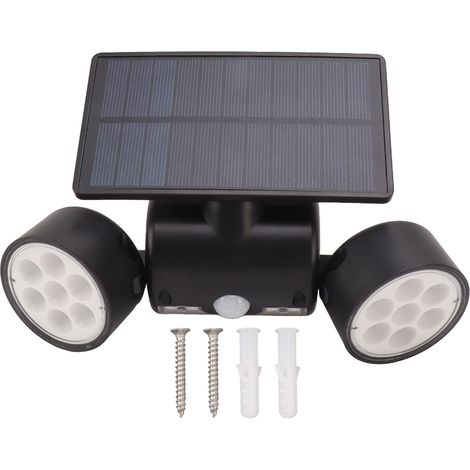 30-LED-Solar-Außenleuchte mit Bewegungsmelder, Doppelscheinwerfer, Landschaftsleuchte für Terrasse, Garten, Einfahrt