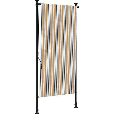 vidaXL Outdoor Roller Blind Yellow and White 100x270 cm Fabric&Steel