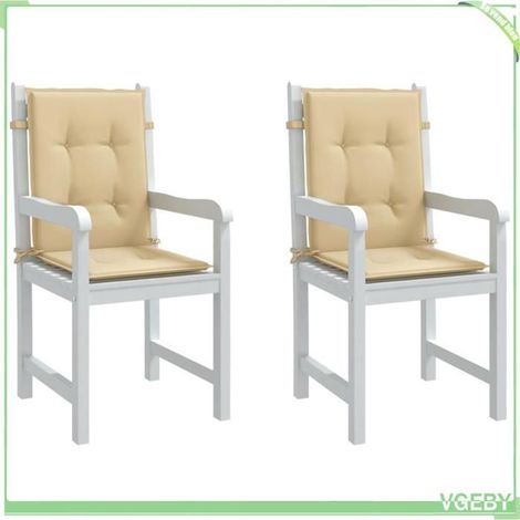 4002454 Coussins de chaise à dossier bas lot de 2 beige mélangé tissu (1/5)