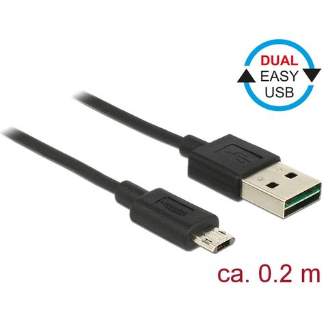 Kabel easy usb 2.0-a  easy micro-b stecker/stecker schwarz 0,2 m