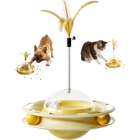 Circuit de jeu pour chat avec balle roulante, jouet puzzle 3 niveaux, éveil et amusement félin maison (1/5)