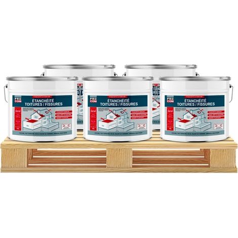 Peinture, résine d'étanchéité toiture, réparation tuiles, fissures, anti-fuites, décore, protège, plusieurs coloris PROCOM ffffff 5 x 10L