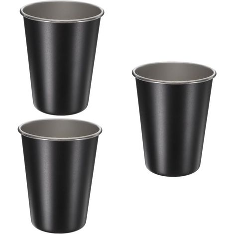 Tazze da caffè da asporto, tazze da viaggio, set da 3 pezzi, tazze da caffè, tazze per la casa, tazze da caffè portatili in acciaio inox per esterni, tazze da caffè nere, tazze da caffè Wiede (1/5)