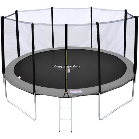 Premium Pack Trampolino 430cm reversibile grigio/rosa MELBOURNE rete, scala, copertura e kit di ancoraggio