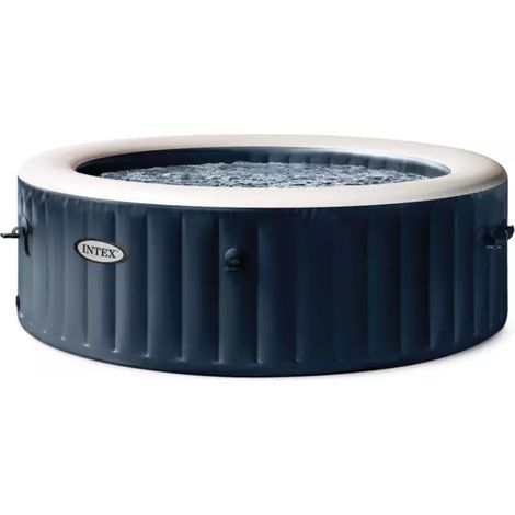 piscina idromassaggio gonfiabile intex "purespa bubble massage" con telo base, telo di copertura, dispenser prodotti chimici, luce led e due poggiatesta 6 persone blu 216x216x71 cm - cod. 28432np