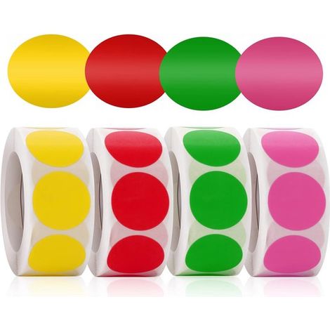 4 rouleaux d'autocollants ronds, étiquettes autocollantes, autocollants repositionnables pour congélateur, étiquettes autocollantes vierges, autocollants, feuilles d'autocollants ronds, colorés (1/5)