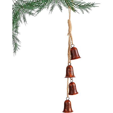 Cloche décorative vintage en fer rouillé – Son clair – Décoration murale de Noël – Petite clochette décorative sur corde (1/5)