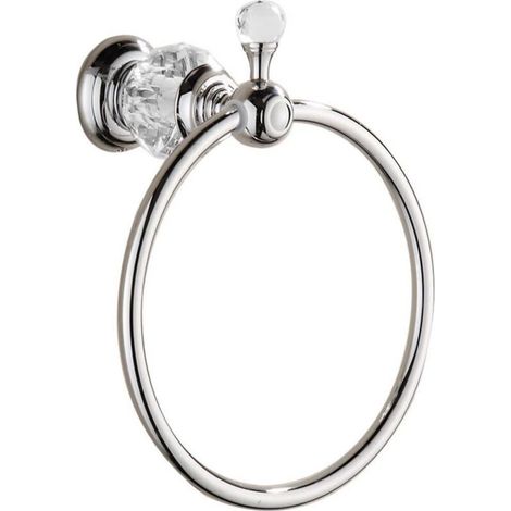 Anello portasciugamani di lusso della serie Crystal, cromato, colore pesca, per fissaggio a muro (1/4)