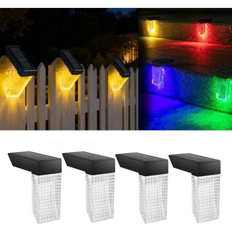 4 luces navideñas solares para exteriores, Resistentes al agua y a la nieve (IP68), luz blanca cálida y cambio de color RGB para escaleras, patio (1/5)