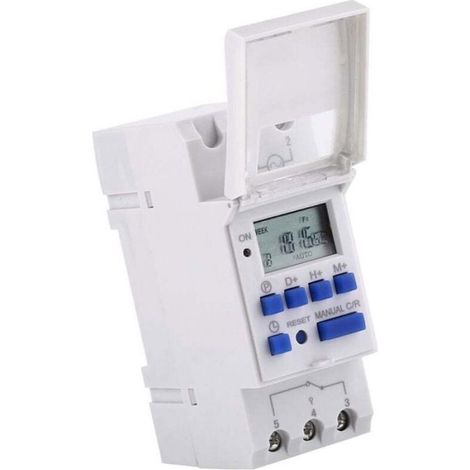 Minuterie Numérique - Montage Rail DIN - 16 Programmes Hebdomadaires ON/OFF - 15 A 3000 W - Tension Universelle 12-24 V CC/CA 110-220 V CA (1/4)