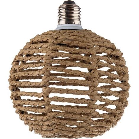 Lámpara colgante LED de cuerda natural redonda 4W 3000K estilo boho