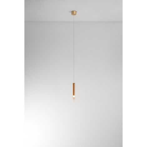 Suspension En Verre Borosilicaté Ambre Miroité Et Or Brossé, Led 8W Dimmable, Design Moderne Et Élégant - Perenz, Éclairage De Luxe Raffiné. (1/2)