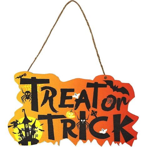 Halloween-Dekorationsset, hängendes Holzschild, Kürbis-Herzstück für Partyessen (Süßes oder Saures) (1/4)