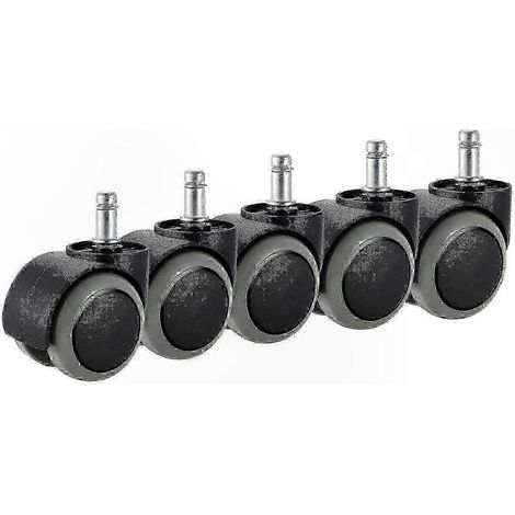 Lot de 5 roulettes pivotantes robustes 10x22mm pour fauteuils de bureau, roues à glissement fluide et silencieux (1/4)