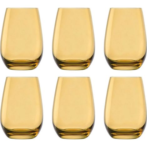Verres à eau, Verres à boire, Verres à jus - Colorés, Elements, Lot de 6, Ambre, 465ml