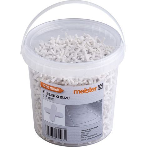 Meister 4427050 - Distanziatori per piastrelle, 2,5 mm, pratico set da 1700 pezzi, in robusto polipropilene, colore: bianco (1/4)