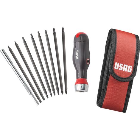 USAG 333 K/SB10 Giravite Combidrive Cricchetto Integrato Astuccio 10 Inserti (1/4)
