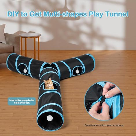 Cat Tunnel Pet Tubes Foldable Black (1/4)