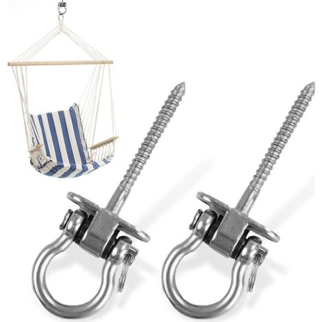 Gancio a vite in 2 pezzi, robusto gancio da soffitto in acciaio inox 304 per aree gioco interne ed esterne, yoga, amache, corde, altalene, sedie sospese, sacchi da boxe, portata massima 450 kg.
