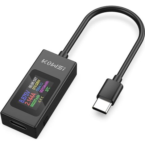 Testeur USB C Meter de Tension, 4-30V 0-6.5A, Type C Tester Electrique Compteur de Courant Multimètre Numérique Voltmètre Ampèremètre Capacité Alimentation Chargeur Détecteur (1/5)
