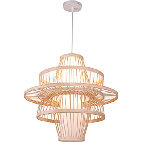 Ortviai Lustre suspendu en rotin tissé à la main – Style chinois rustique pour restaurant, salle à thé ou salon (1/5)