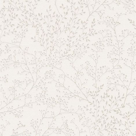 Country style wallpaper wall Profhome 381001 non-woven wallpaper slightly textured Ton-sur-ton shiny white 5.33 m2 (57 ft2) (1/5)