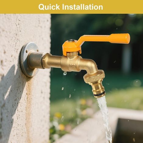 Robinet 1/2 Pouce Jardin, Robinet à Bille en Laiton Extérieur Ingélif -20℃ Robinets D'écoulement Résistant à la Chaleur 120℃ Robinets Premium, Extérieur avec Raccords de Tuyau (1/4)