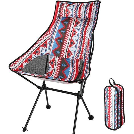 Chaise de camping légère, fauteuil de plage repliable en filet nylon, siège portable pour extérieur, transat compact et pratique (1/4)