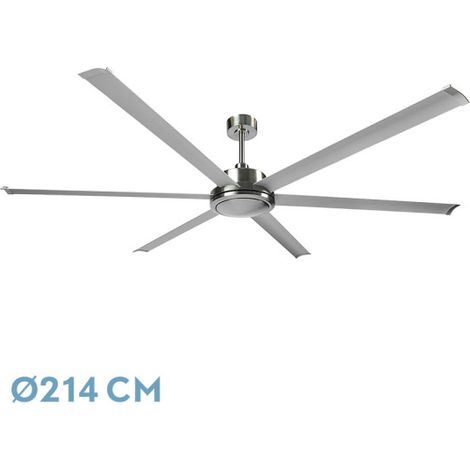 Ventilador de techo "Sansón" con control remoto (60W motor DC 48dB) IP20 Ø214cm color níquel y plata (1/2)