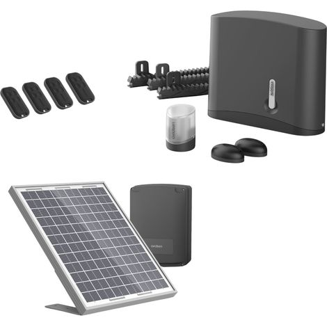 Avidsen – Motorisation solaire Zenia 250 pour portail coulissant jusqu'à 4 m et 250 kg – Moteur auto-apprenant – Installation sans câblage