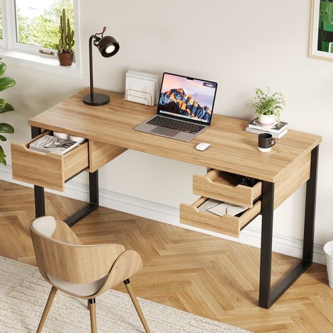 escritorio con 3 cajones MDF y metal 130x55 cm OKMYHOME (1/5)